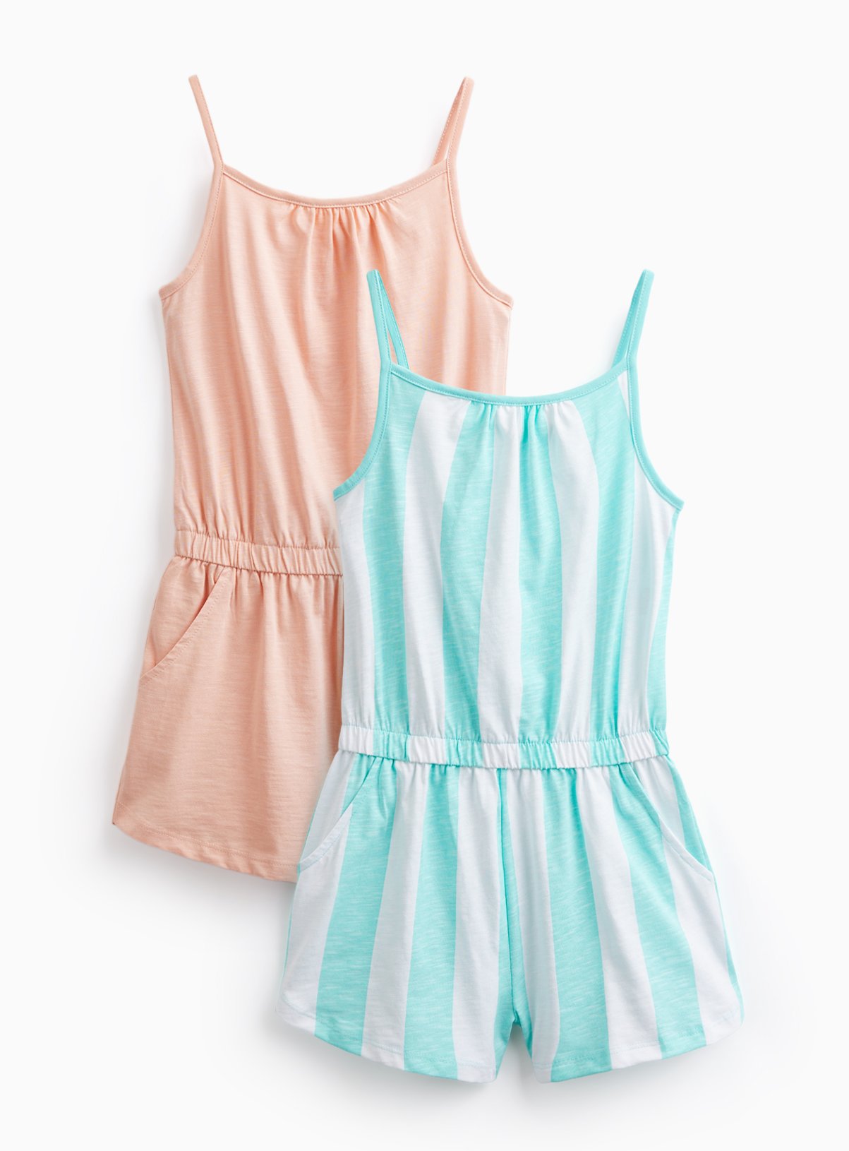 Pink & Blue Stripe Print Jersey Playsuits 2 Pack 12 years - Image 1 thumbnail